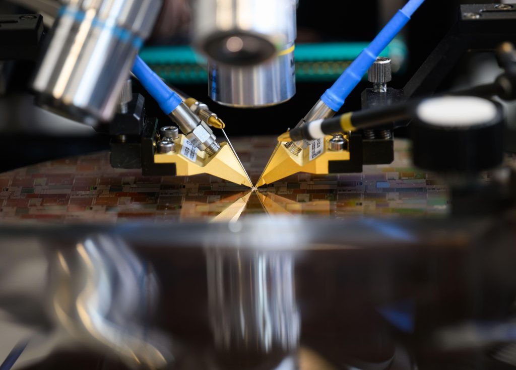 Photo: Measuring tips of a wafer prober touch a 300-millimeter wafer in a laboratory of Nanoelectronic Materials Laboratory gGmbH in Dresden, Germany on September 13, 2023. Credit: Robert Michael / Alamy Live News