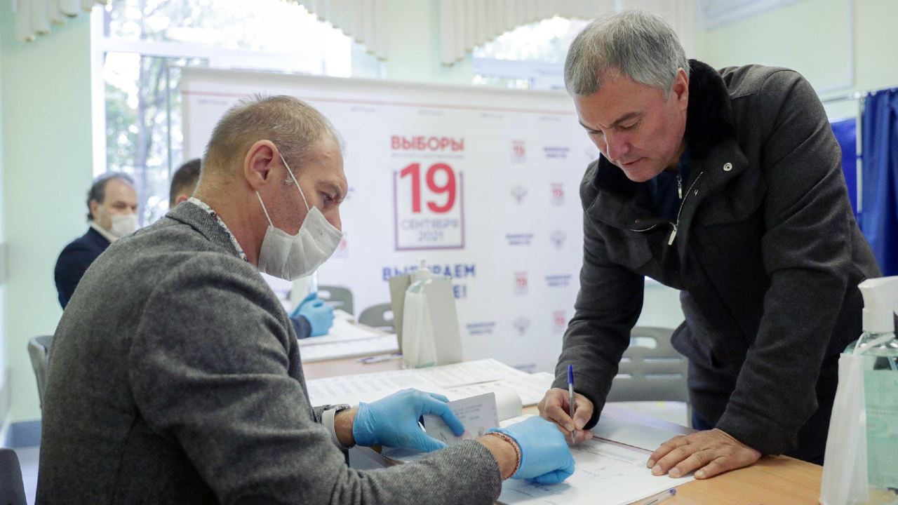Photo: Chair of the State Duma Vyacheslav Volodin votes in Duma elections. Credit: Russian State Duma
