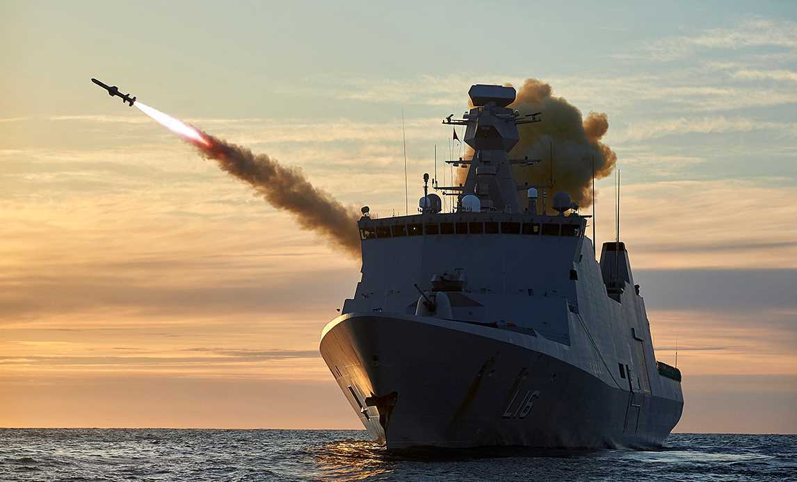 Photo: Absalon fires a missile at an air target during a naval exercise off Norway. Credit: Henning Jespersen-Skree / Air Force Photo Service.