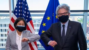 Photo: USTR Tai and Commissioner Thierry Bretonat the 2021 US-EU Summit. Credit: Office of U.S. Trade Representative/Creative Commons