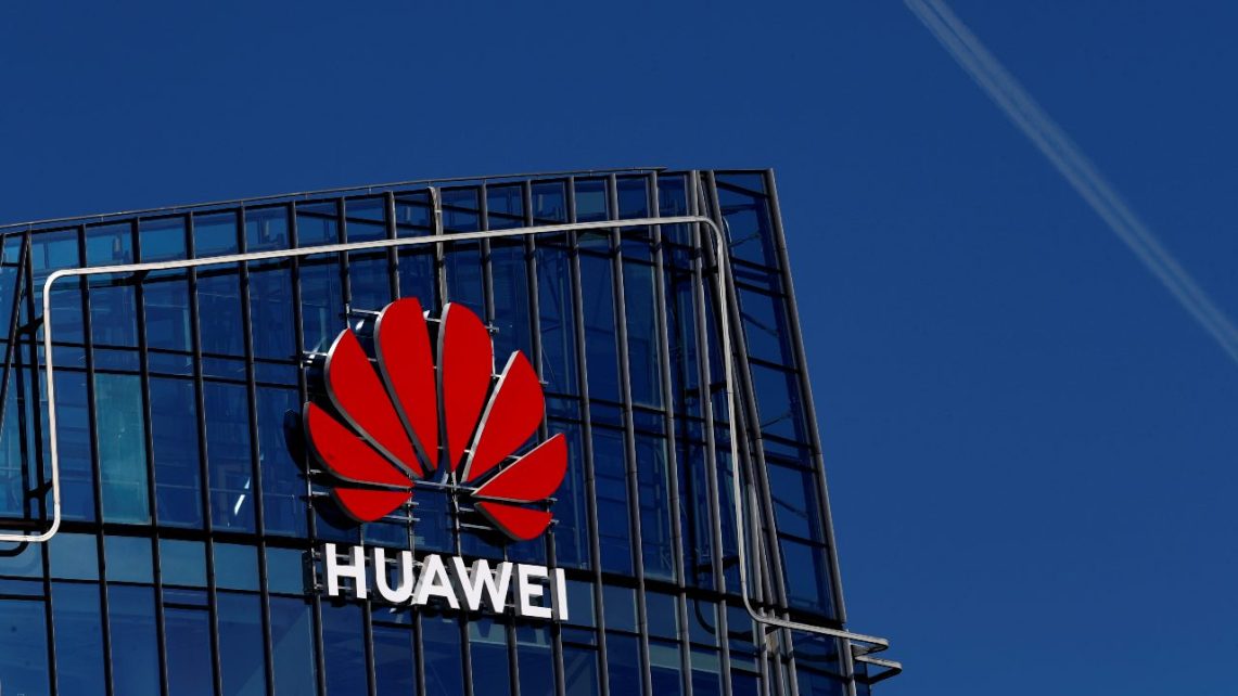 Photo: Huawei sign is seen on a building in Vilnius, Lithuania March 30, 2019. Credit: REUTERS/Ints Kalnins