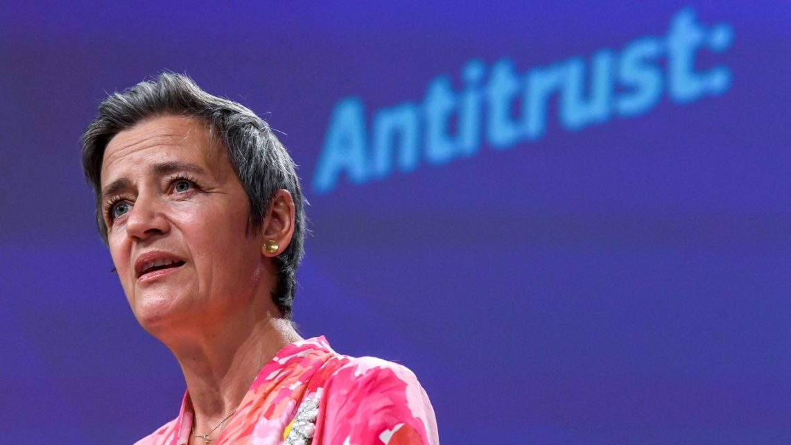 European Commissioner for Europe fit for the Digital Age Margrethe Vestager speaks during a news conference on a competition sector inquiry at the EU headquarters in Brussels, Belgium June 9, 2021. John Thys/Pool via REUTERS