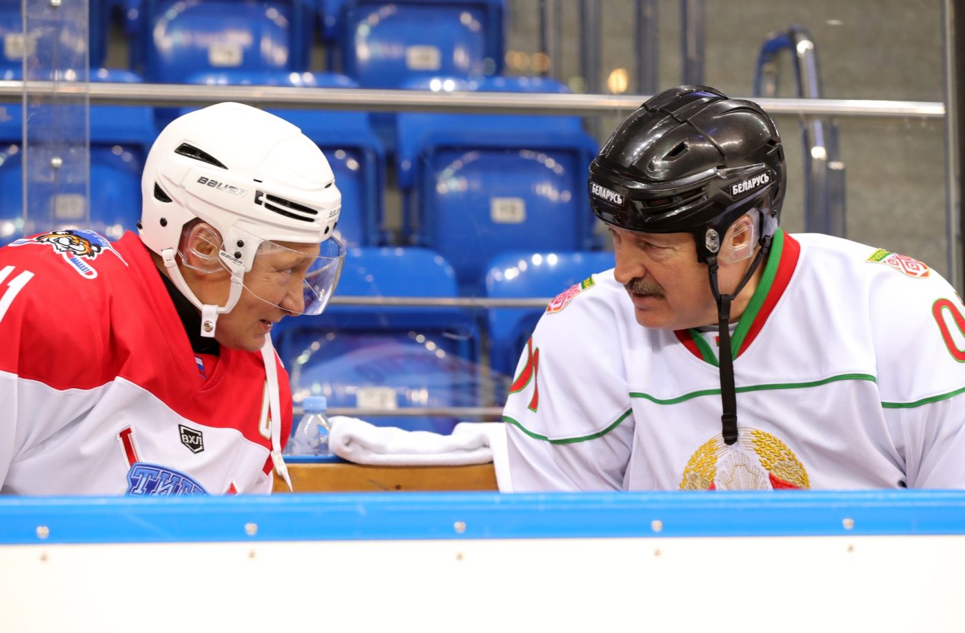 Photo: "Vladimir Putin and Alexander Lukashenko took part in an ice hockey game" via the Kremlin under CC BY 4.0.