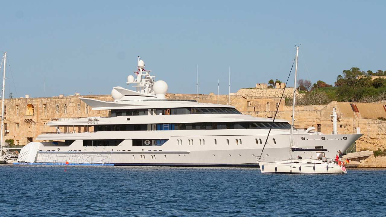Photo: A large yacht that is one of five identical boats owned by the Russian oligarch & former owner of Chelsea Football Club, Roman Abramovitch. Credit: John Haslam via Flikr