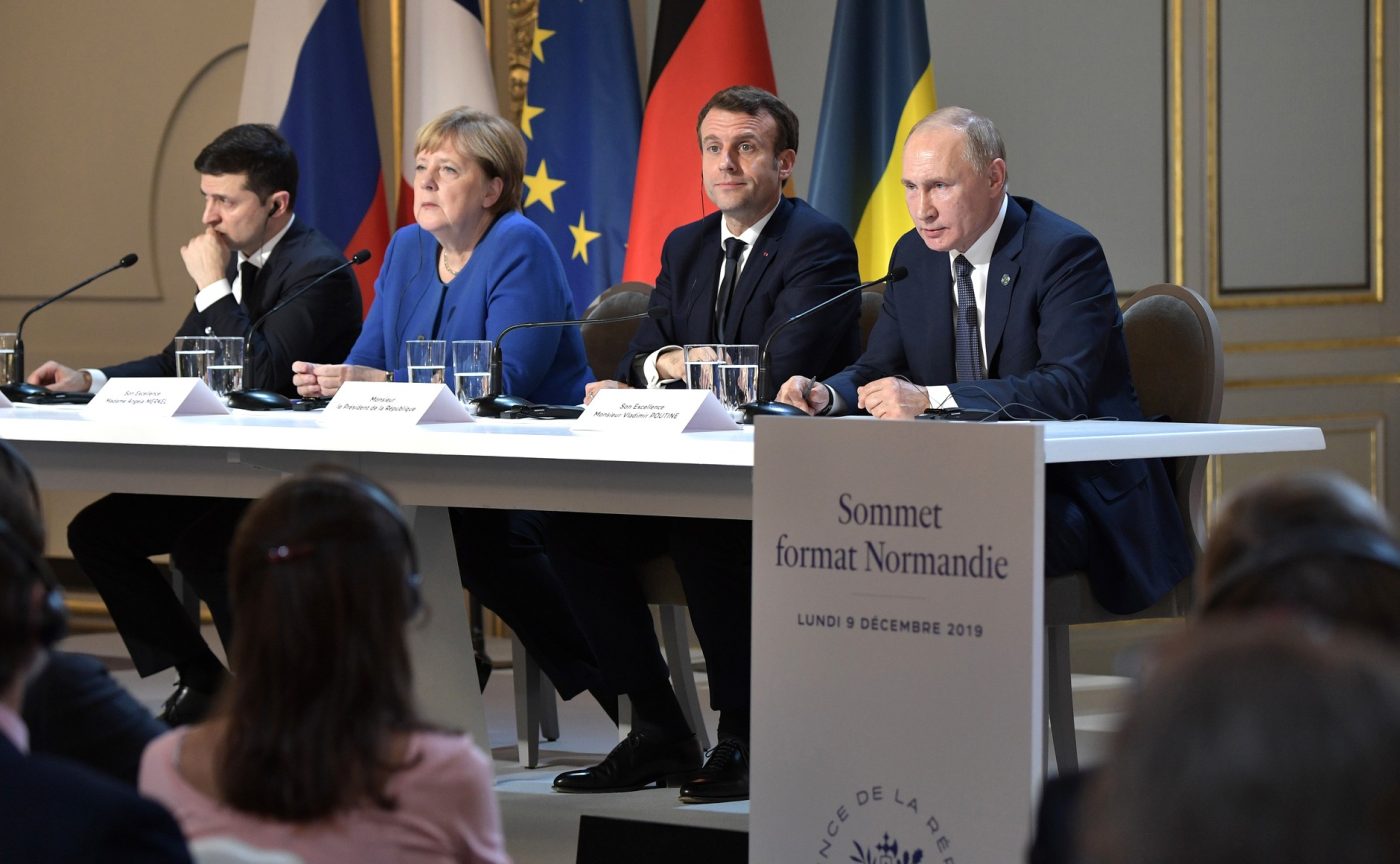 Photo: "Joint press conference following the meeting in the 'Normandy format'" by the Kremlin under CC BY 4.0.