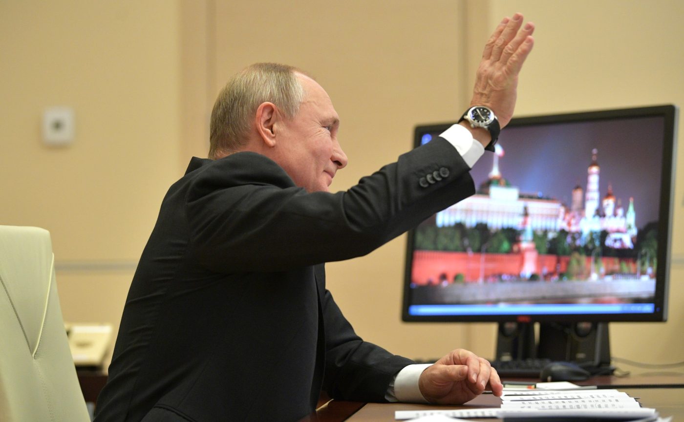  Photo: “Vladimir Putin took part in the School of Tomorrow national open lesson held as part of the ProyeKTOriya career guidance forum, via teleconference” by Kremlin under CC BY 4.0.