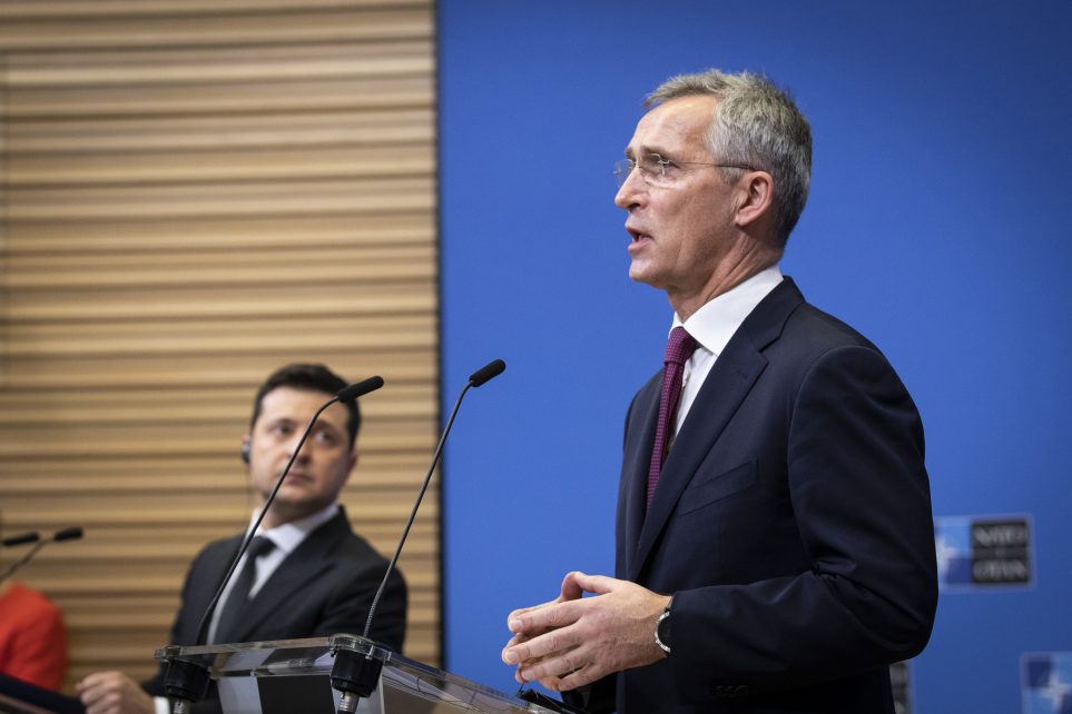 Photo: Joint press conference with NATO Secretary General Jens Stoltenberg and the President of Ukraine Volodymyr Zelenskyy. Credit: NATO via Flickr. https://flic.kr/p/2mRf96y