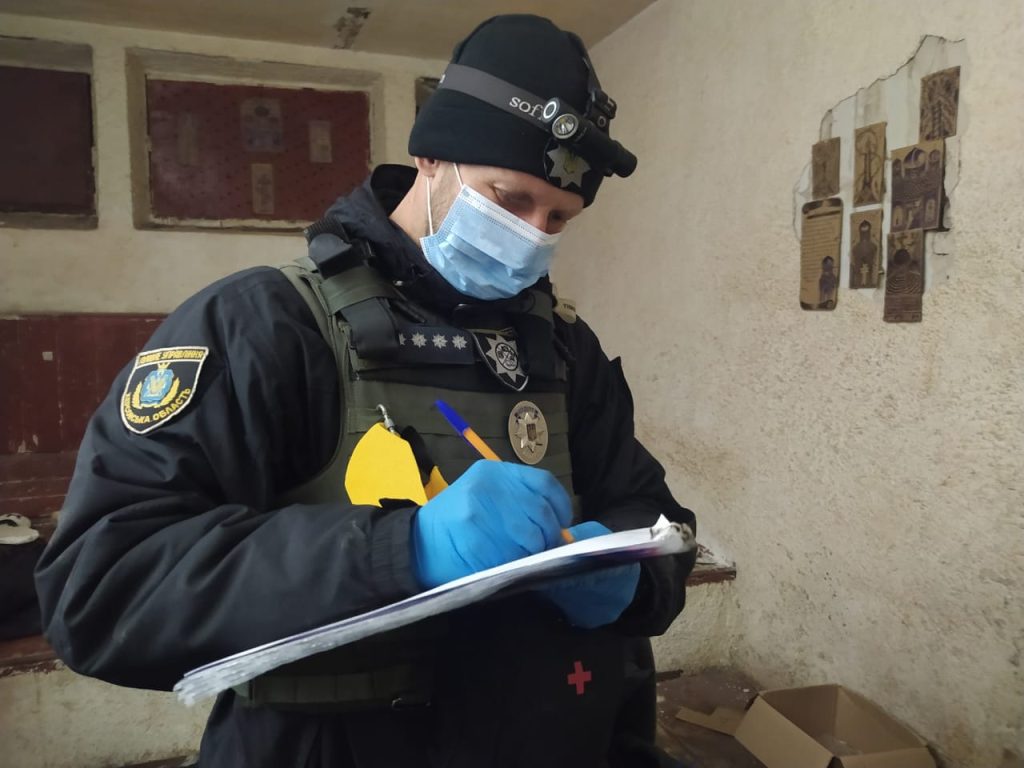 Picture: In Kherson, law enforcement officers investigate a torture chamber used by Russian forces in the regional police headquarters. Credit: National Police of Kherson Oblast.
