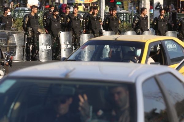 Photo: Iran's riot police forces stand in a street in Tehran, Iran, October 3, 2022. Credit: WANA (West Asia News Agency) via REUTERS.