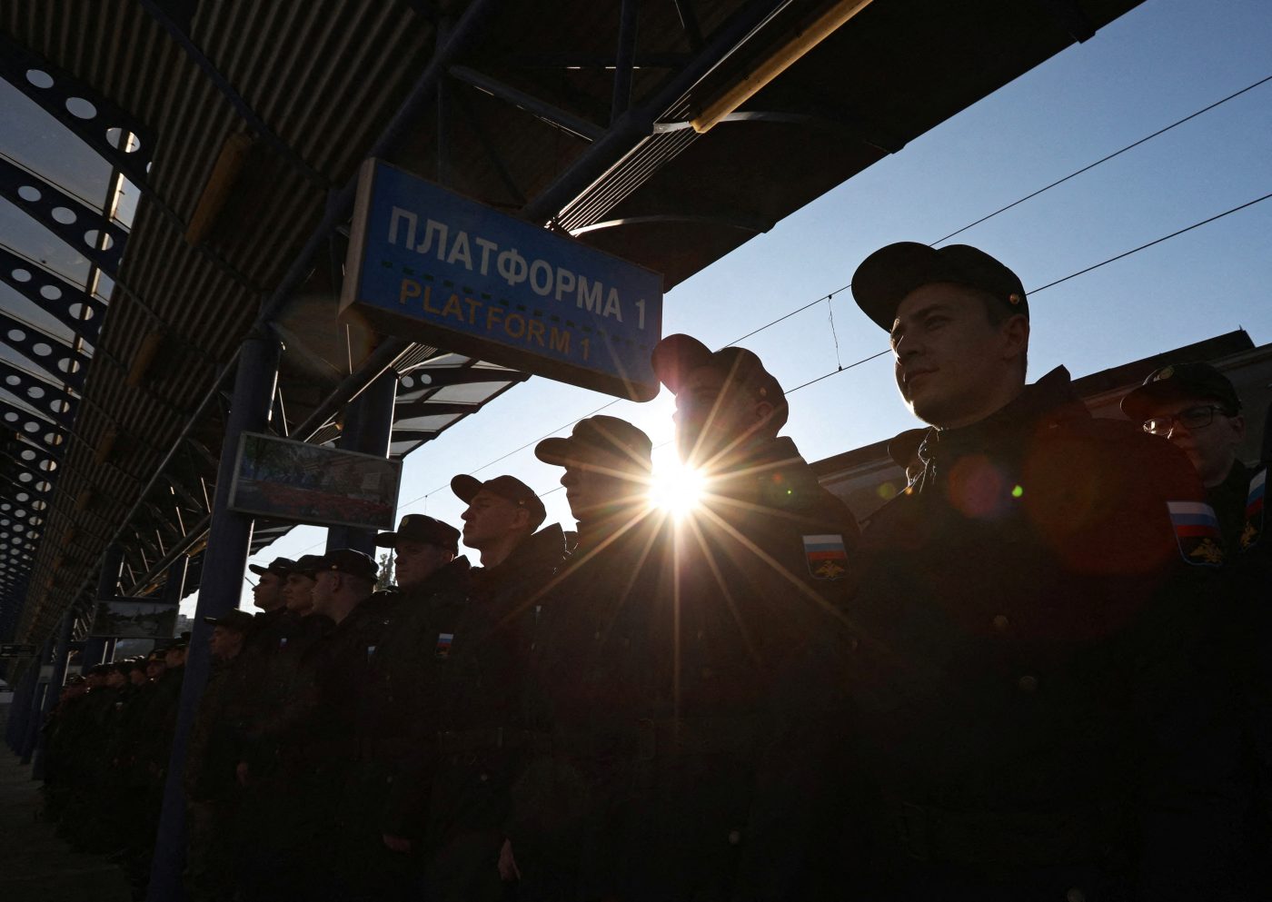 Photo: Russian conscripts line up at a local railway station during their departure for the garrisons, in Sevastopol, Crimea, November 9, 2022. Credit: REUTERS/Alexey Pavlishak