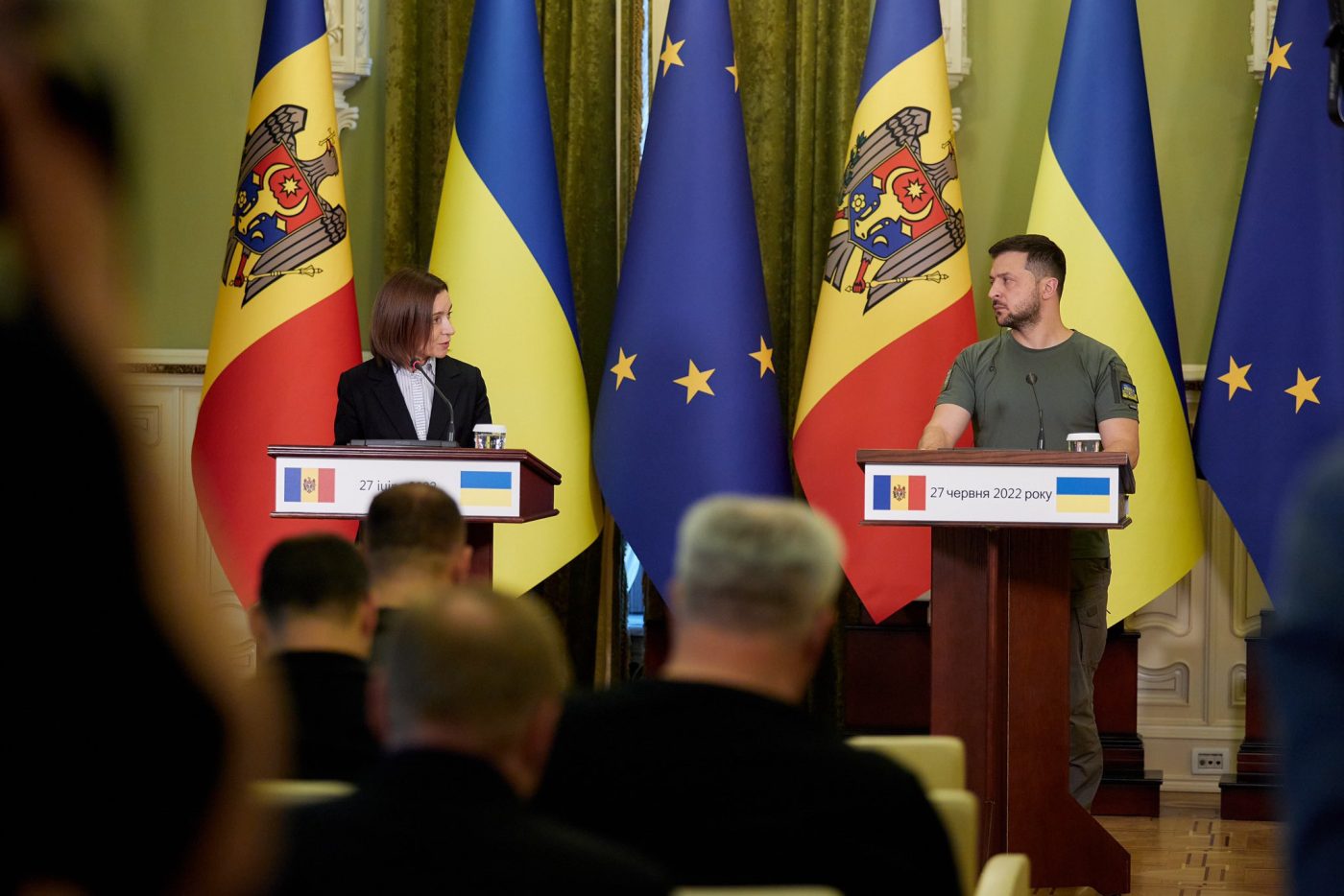 Photo: President of Moldova Maia Sandu with Ukrainian President Volodymyr Zelenskyy. Credit: @sandumaiamd via Twitter. https://twitter.com/sandumaiamd/status/1541461832308871169