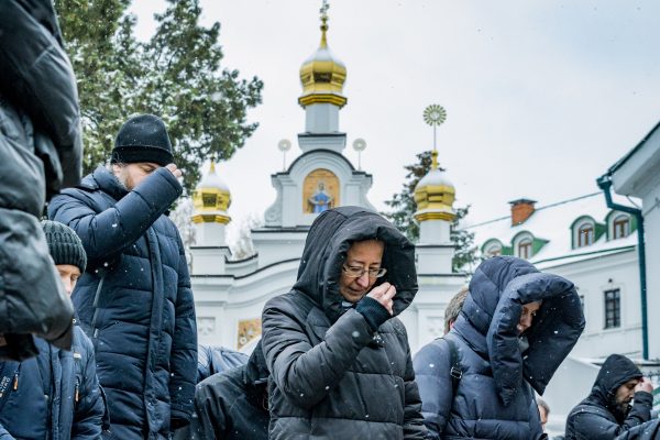 Photo: People praying in the Kyiv-Pechersk Lavra monastery during a gathering of civilians against the eviction of the monks of the monastery, under suspiciou of being supporters of the current russian invasion in Ukraine, on march 29, 2023. Credit: Photo by Celestino Arce/NurPhoto
