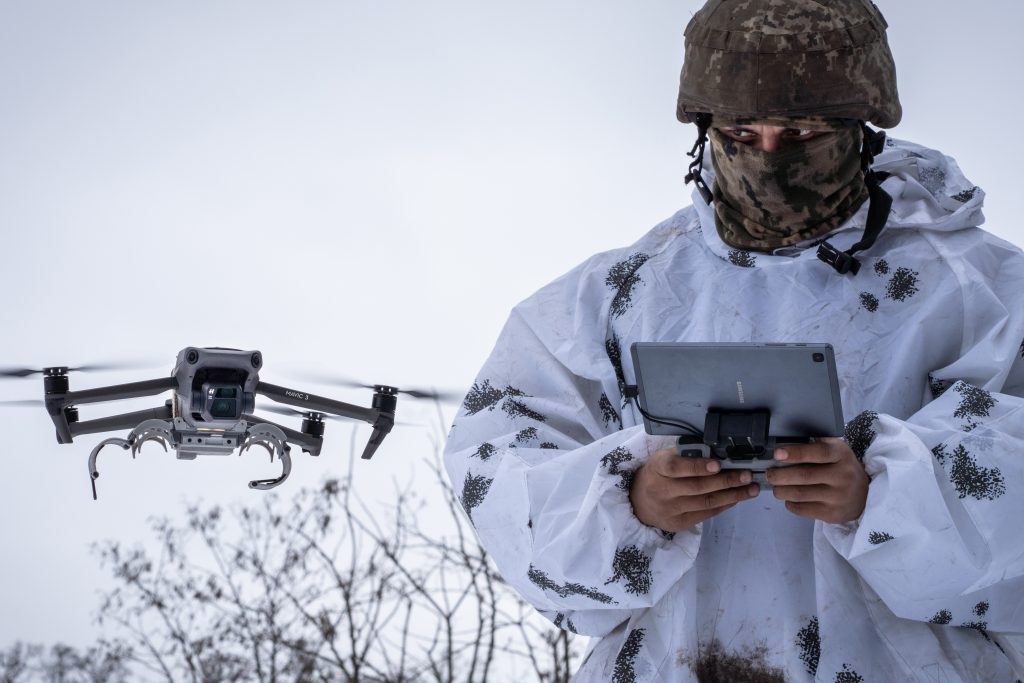 Photo: Donbas Region, Ukraine - February 14, 2023: Drone operators of Ukraine army. Credit: Kish Kim / Sipa USA