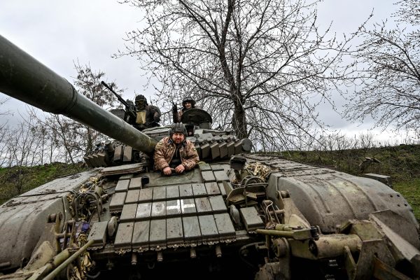 Photo: Ukraine servicemen practice actions necessary during the offensive of mechanised tank units in order to maintain professional skills at one of the training grounds, Ukraine. March 29, 2023. Credit: Dmytro Smolienko/Ukrinform/ABACAPRESS.COM