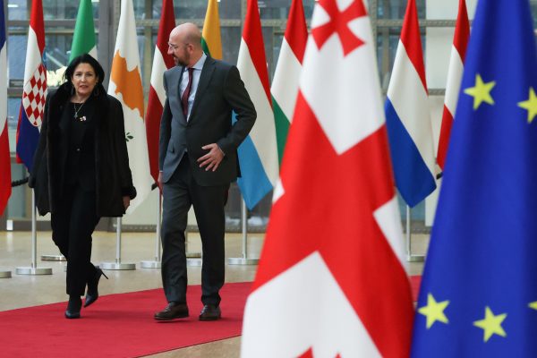 Salome Zourabichvili, President of Georgia, meets with Charles Michel, President of the European Council, in Brussels, Belgium on March 13, 2023. Credit: European Union. https://newsroom.consilium.europa.eu/permalink/p159057