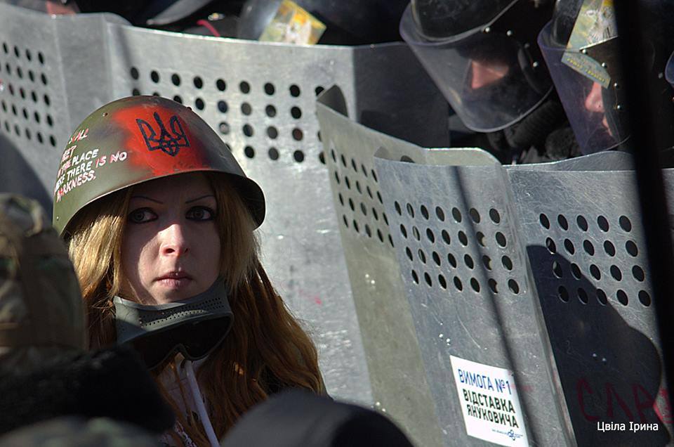 Photo: The day Euromaidan protesters peacefully came to the Ukrainian Parliament building, on February 18, the first people were shot by the police. Photo was taken by Irina Tsvyla, a Ukrainian female teacher and rose breeder, who later joined the army and was killed by Russians in February 2021. Credit: Lera Burlakova.
