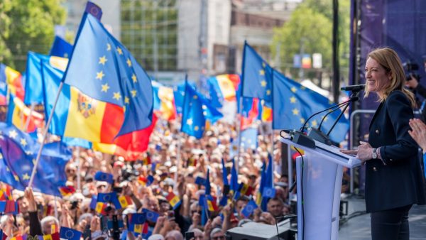Photo: European Parliament President Roberta Metsola addresses participants of the European Moldova Assembly rally in Chisinau. Credit: @Europarl_EN via Twitter https://twitter.com/Europarl_EN/status/1660250334554365952