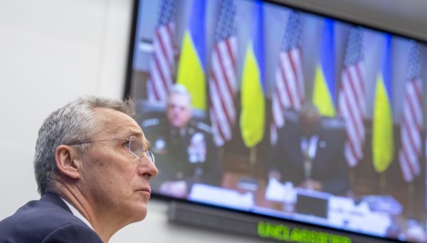 Photo: NATO Secretary General Jens Stoltenberg participates in a virtual meeting of the Ukraine defence contact group. Credit: NATO via Flickr. https://flic.kr/p/2onenwN