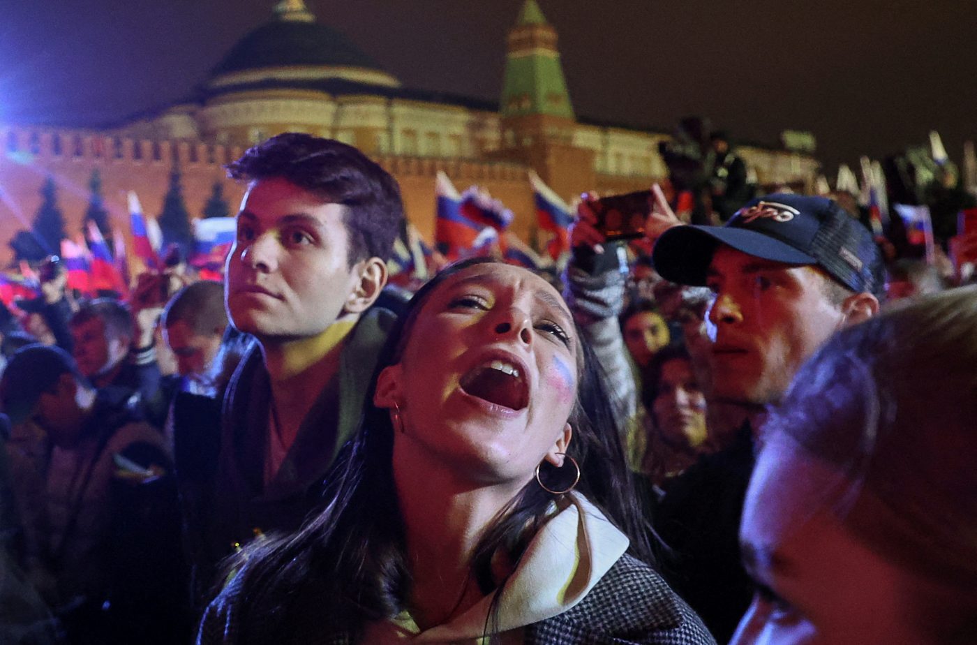 Photo: A spectator reacts during a concert marking the declared annexation of the Russian-controlled territories of four Ukraine's Donetsk, Luhansk, Kherson and Zaporizhzhia regions, after holding what Russian authorities called referendums in the occupied areas of Ukraine that were condemned by Kyiv and governments worldwide, in Red Square in central Moscow, Russia, September 30, 2022. Credit: REUTERS/REUTERS PHOTOGRAPHER