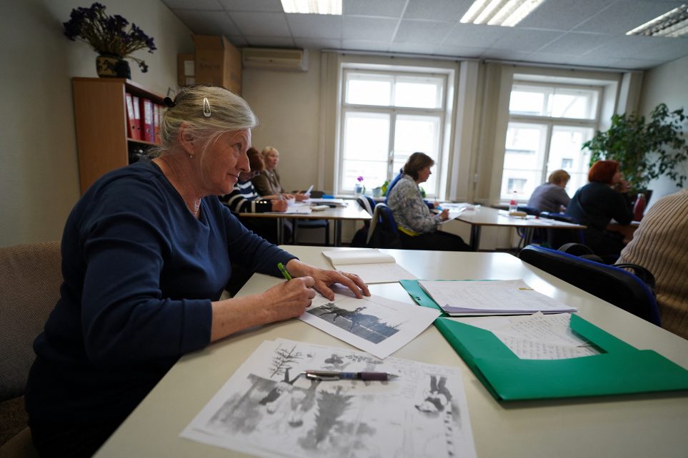 Photo: Women attend Latvian language learning class in Riga, Latvia May 2, 2023. Credit: REUTERS/Janis Laizans