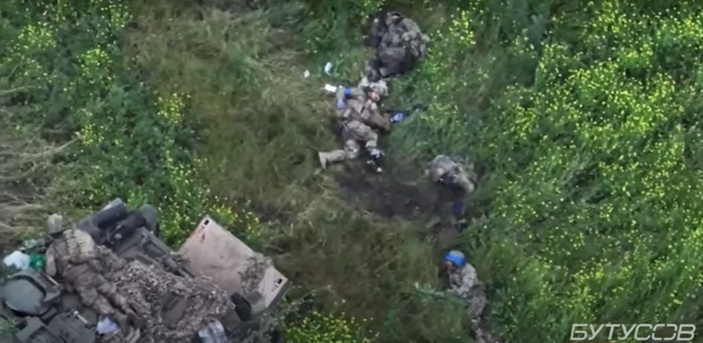 Photo: Still from video. At the end of June, Ukrainian journalist Yuriy Butusov shared a terrifying video of 47th Brigade soldiers dying in a minefield. He later deleted it. “Don't close your eyes, watch the boys jumping across the minefield, how they bleed, how their limbs fly off . . . because this is the reality,” one Ukrainian soldier commented. Credit: Courtesy of Yuriy Butusov