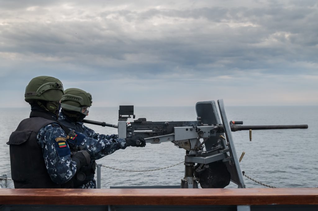 Photo: BALTIC SEA (June 9, 2022) Sailors assigned to the Lithuanian navy Vidar-class minelayer LNS Jotvingis (N42) participate in a live-fire exercise during BALTOPS22. Credit: NATO