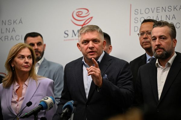 Photo: SMER-SSD party leader Robert Fico speaks during a press conference after the country's early parliamentary elections, in Bratislava, Slovakia, October 1, 2023. Credit: REUTERS/Radovan Stoklasa