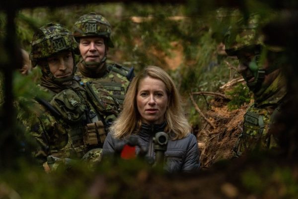 Photo: Estonia Prime Minister Kaja Kallas visits soldiers taken part in the SNAP Exercise OKAS 2022 which lasts from Sept 22-28. 2800 reservists were invited to the drill. Credit: EYEPRESS via Reuters Connect.