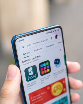 Photo: The Google Play Store for Android Phones. Credit: Mika Baumeister via Unsplash https://unsplash.com/photos/white-samsung-galaxy-smartphone-showing-icons-QIpLrHJiv2o