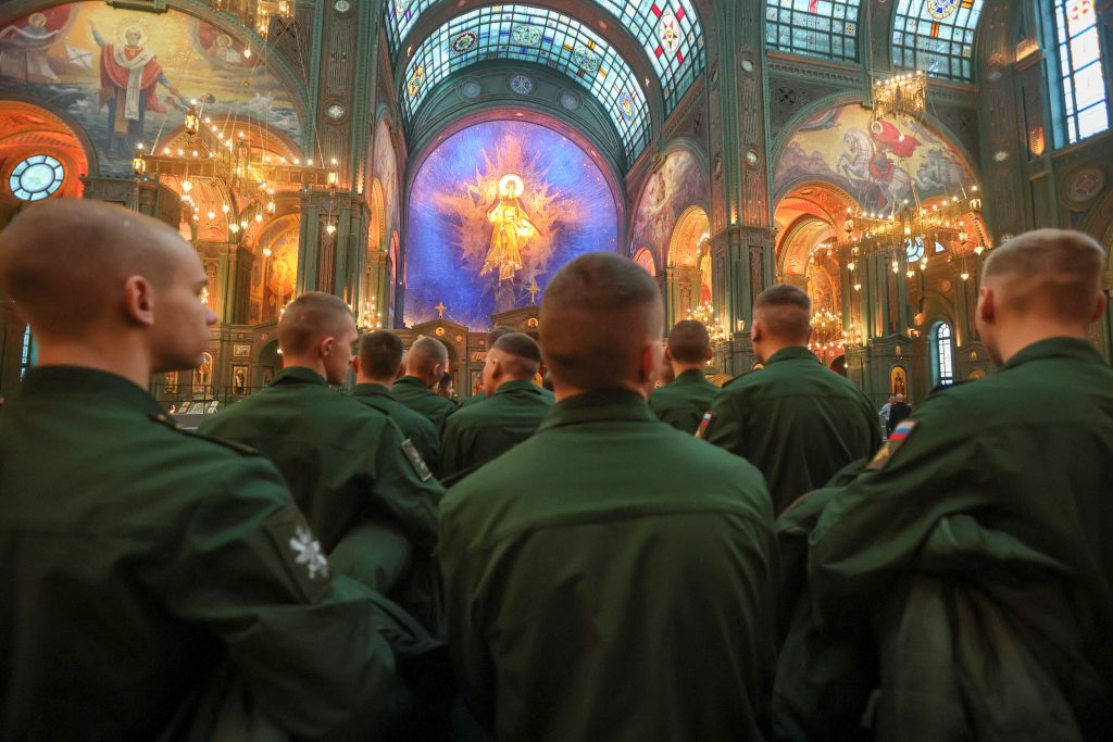 Photo: Russian service personnel attend a service led for believers, including multi-child families, Russia's soldiers involved in a military campaign in Ukraine and their relatives, at the Main Cathedral of the Russian Armed Forces near Moscow, January 15, 2023. Credit: REUTERS/Yulia Morozova