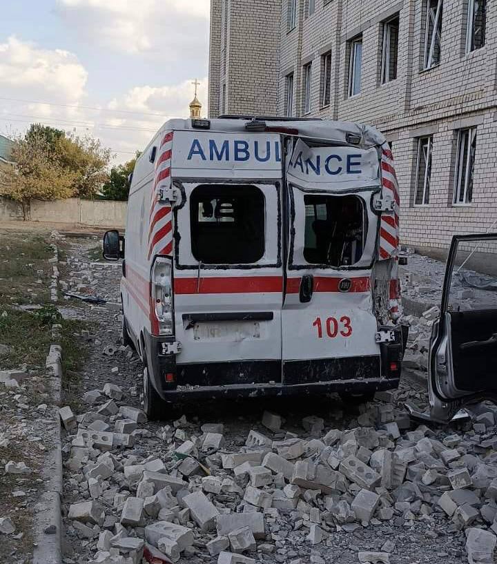 Photo: These images show a direct hit on a hospital in Beryslav in the Kherson region.
When: 05 Oct 2023
Credit: Kherson OBA/Cover Images