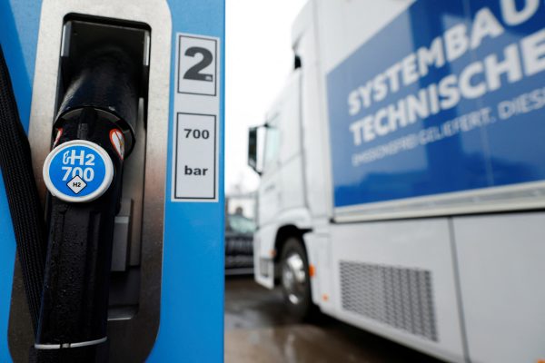Photo: Hydrogen H2 Filling Nozzles are plugged into a hydrogen filling station for trucks and cars in Berlin, Germany January 11, 2023. Credit: REUTERS/Michele Tantussi