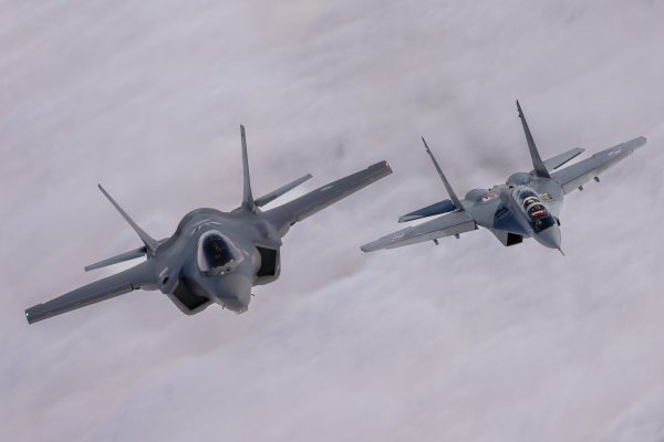 Photo: A Royal Netherlands Air Force F-35 Lighting II fighter fly in formation with a Polish Air Force MiG-29 Fulcrum during a training sortie over Poland on 21 March 2023. The Dutch fighters have been stationed in Poland since late January, and they will conduct enhanced Air Policing and Air Shielding missions with NATO until early April. Credit: NATO via Flickr https://flic.kr/p/2opvVFm