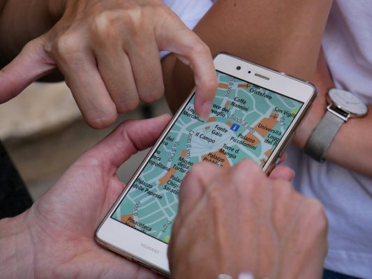 Photo: People navigate using maps app from appstore. Credit: Sebastian Hietsch via Unsplash https://unsplash.com/photos/person-touching-smartphone-RUJYUXwj3s0