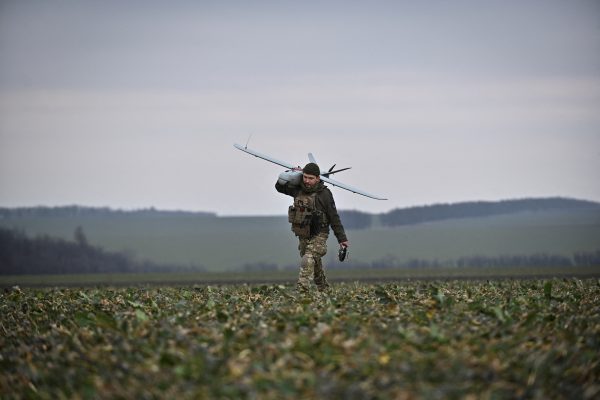 Photo: A Ukrainian serviceman carries a Leleka reconnaissance unmanned aerial vehicle (UAV) after it flew at a front line, amid Russia's attack on Ukraine, in Zaporizhzhia region, Ukraine February 15, 2024. Credit: REUTERS/Stringer