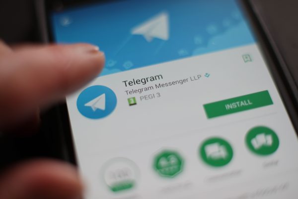 Photo: A view of the Telegram messaging app, which enables mobile phone users to send encrypted messages, London. Credit: PS images via Reuters Connect