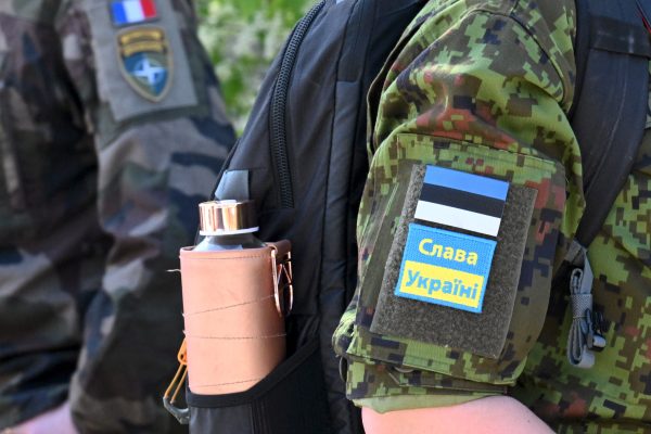 Photo: Patch supporting Ukraine during Estonian Defence Forces EDF and Allied forces NATO eFP battlegroup joint exercise Spring Storm in Pärnu, Estonia on May 15, 2024. Credit: JUSSI NUKARI/LEHTIKUVA/Sipa USA.