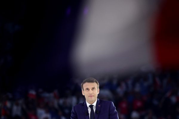 Photo: French President Emmanuel Macron, candidate for his re-election in the 2022 French presidential election, attends a political campaign rally at Paris La Defense Arena in Nanterre, France, April 2, 2022. Credit: REUTERS/Sarah Meyssonnier