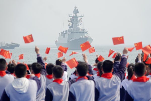Photo: People are welcoming the Chinese frigate Yantai at Yantai Port in Yantai, China, on April 19, 2024. Credit: Cfoto/NurPhoto