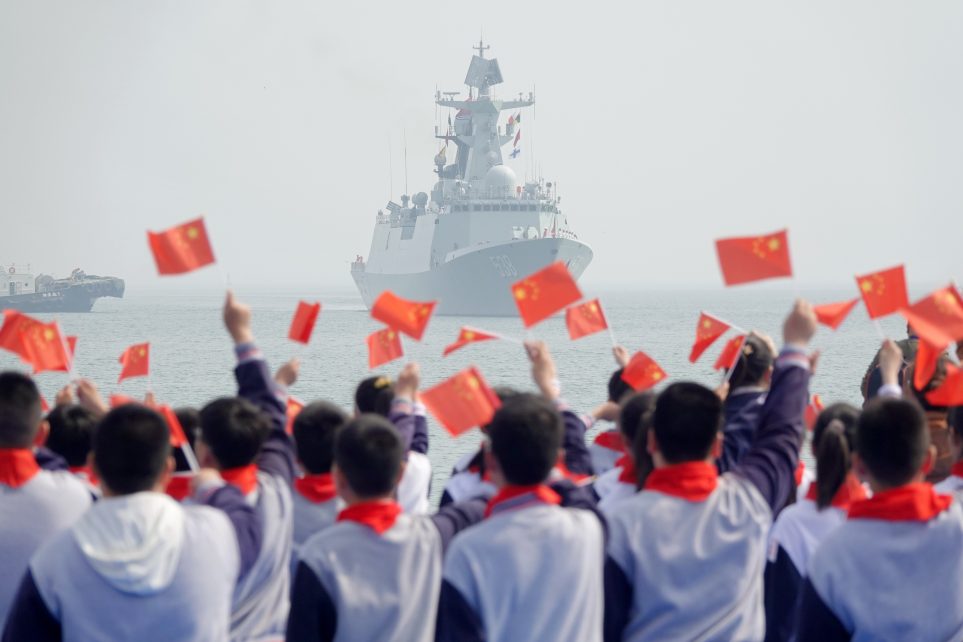 Photo: People are welcoming the Chinese frigate Yantai at Yantai Port in Yantai, China, on April 19, 2024. Credit: Cfoto/NurPhoto