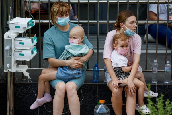 Photo: Women hold patients at Ohmatdyt Children's Hospital that was damaged during Russian missile strikes, amid Russia's attack on Ukraine, in Kyiv, Ukraine July 8, 2024. Credit: REUTERS/Gleb Garanich