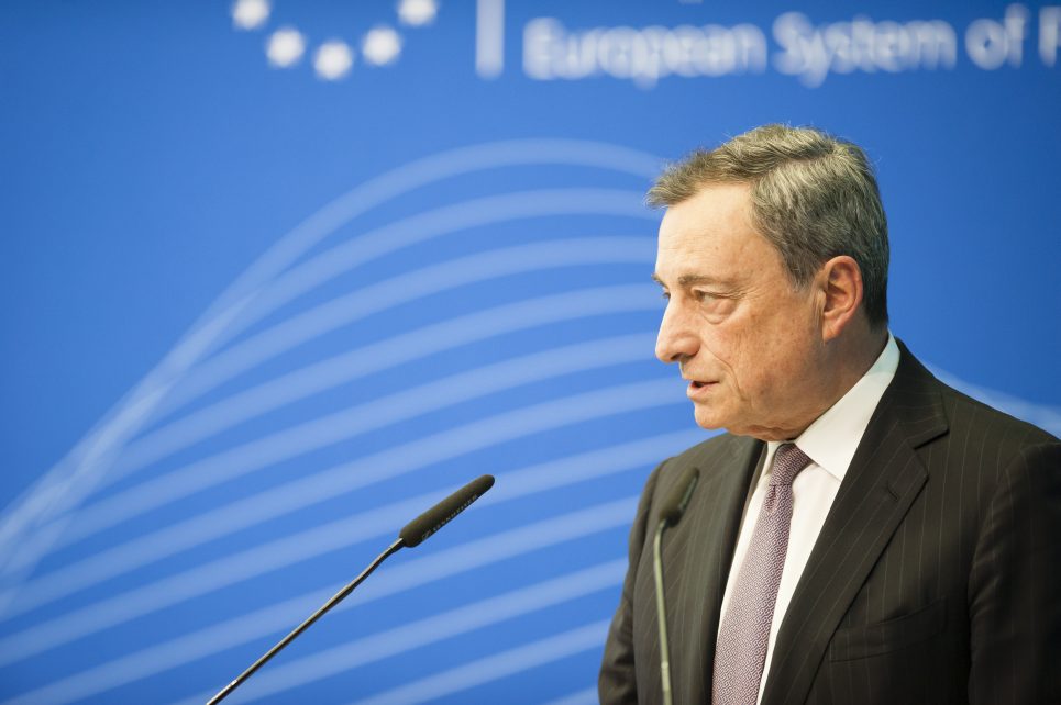 Photo: Mario Draghi gives a speech. Credit: European Central Bank via Flickr https://flic.kr/p/Pmcjz5