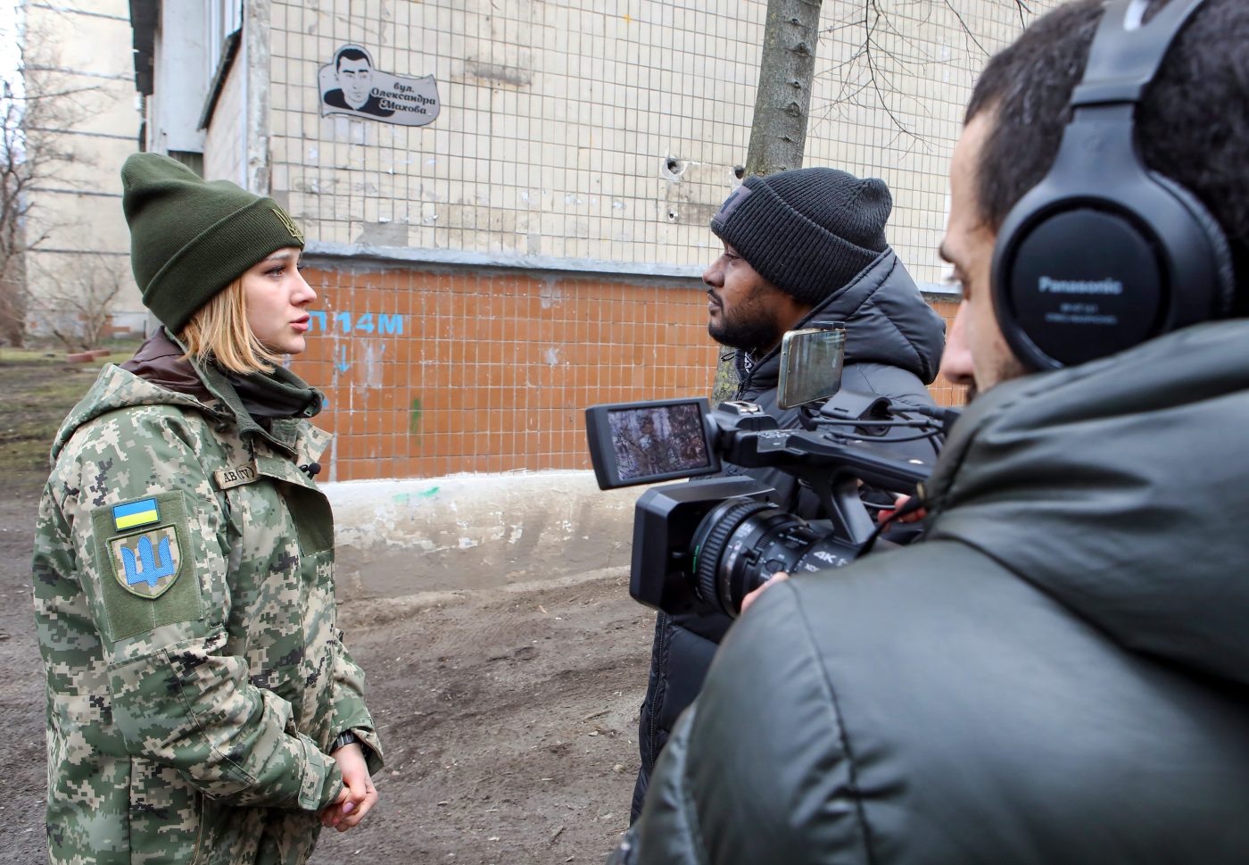 Photo: KYIV, UKRAINE - FEBRUARY 16, 2023 - Anastasiia Blyshchyk, the fiancee of Ukrainian journalist and serviceman Oleksandr Makhov who died while defending Dovhenke village, Kharkiv Region, from Russian invaders on May 4, 2022, speaks to the press, Kyiv, capital of Ukraine. Credit: Volodymyr Tarasov via Reuters Connect