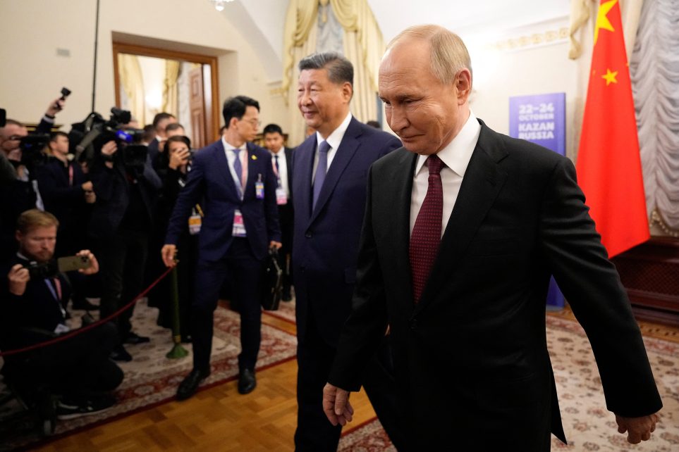 Photo: Russian President Vladimir Putin and Chinese President Xi Jinping walk during a meeting on the sidelines of the BRICS Summit in Kazan, Russia October 22, 2024. Credit: Alexander Zemlianichenko/Pool via REUTERS