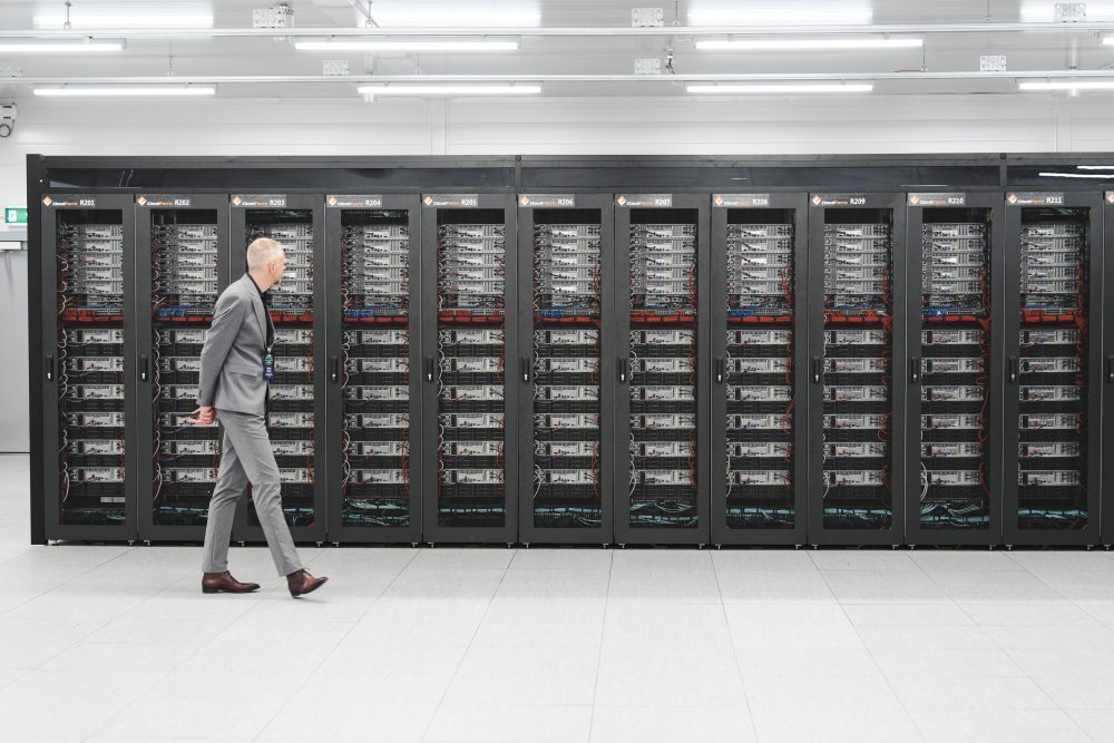 Photo: A selected audience visit The LUMI supercomputer in Kajaani, Finland on 10.06.2024 in occasion of the launch event. Credit: Alessandro Rampazzo/EU AV Service