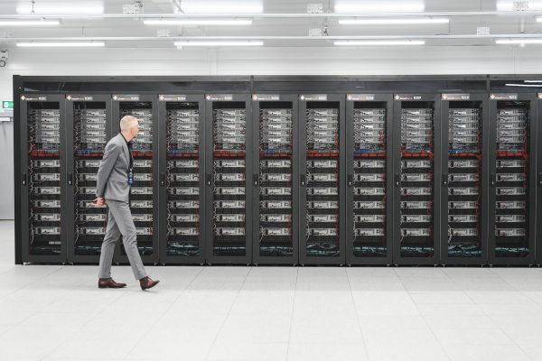 Photo: A selected audience visit The LUMI supercomputer in Kajaani, Finland on 10.06.2024 in occasion of the launch event. Credit: Alessandro Rampazzo/EU AV Service