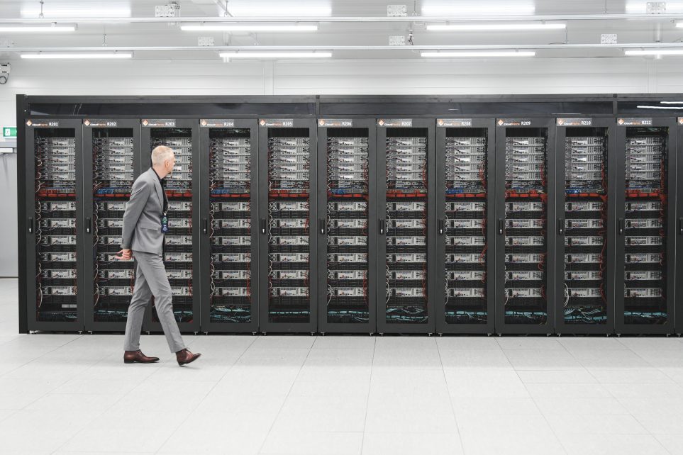 Photo: A selected audience visit The LUMI supercomputer in Kajaani, Finland on 10.06.2024 in occasion of the launch event. Credit: Alessandro Rampazzo/EU AV Service