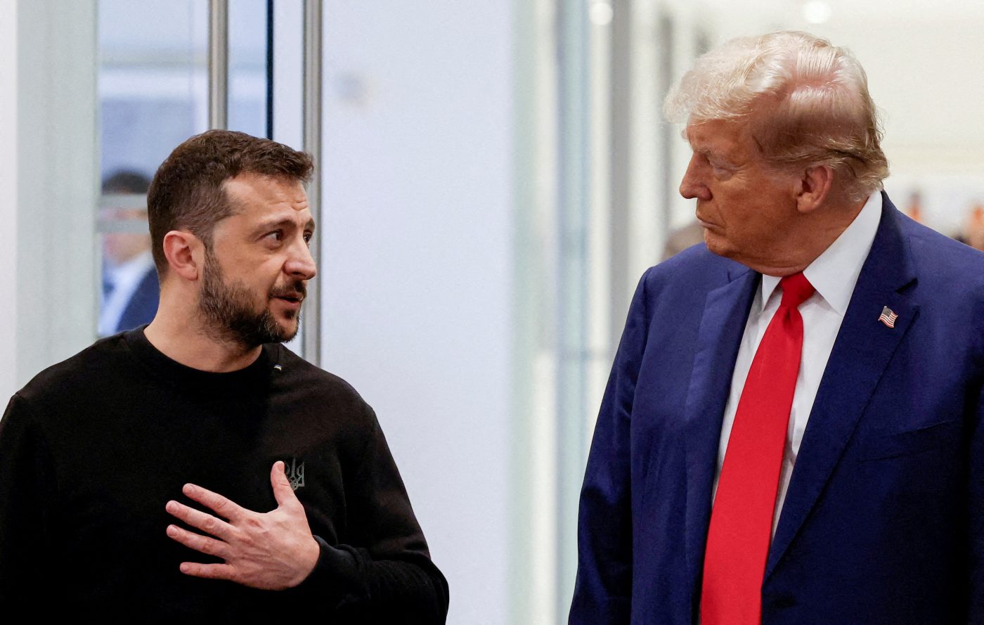 Photo: Republican presidential nominee and former U.S. President Donald Trump and Ukraine's President Volodymyr Zelenskiy meet at Trump Tower in New York City, U.S., September 27, 2024. Credit: REUTERS/Shannon Stapleton