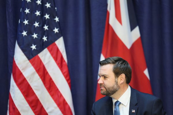 Photo: US Vice President JD Vance looks on as he participates in a bilateral meeting with British Foreign Minister David Lammy at the Commerzbank in Munich, Germany, February 14, 2025. Credit: REUTERS/Leah Millis
