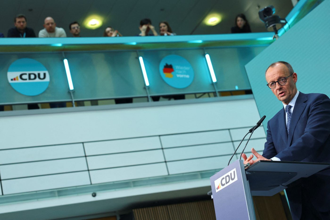 Photo: German conservative candidate for chancellor and Christian Democratic Union (CDU) party leader Friedrich Merz attends a press conference following the general election in Berlin, Germany, February 24, 2025. Credit: REUTERS/Fabrizio Bensch